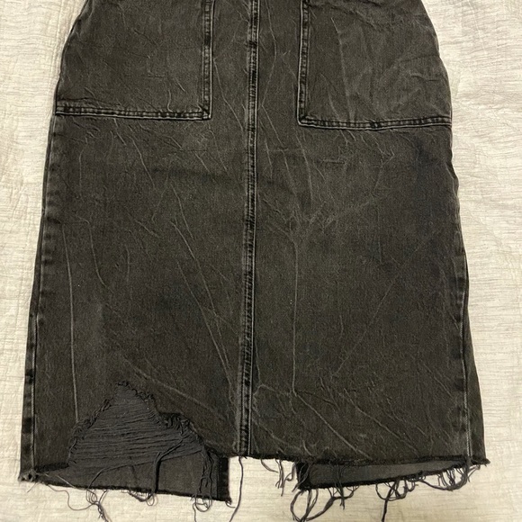 FREE PEOPLE We the Free Womens Black Distressed Below The Knee A-Line Skirt - Picture 2 of 6